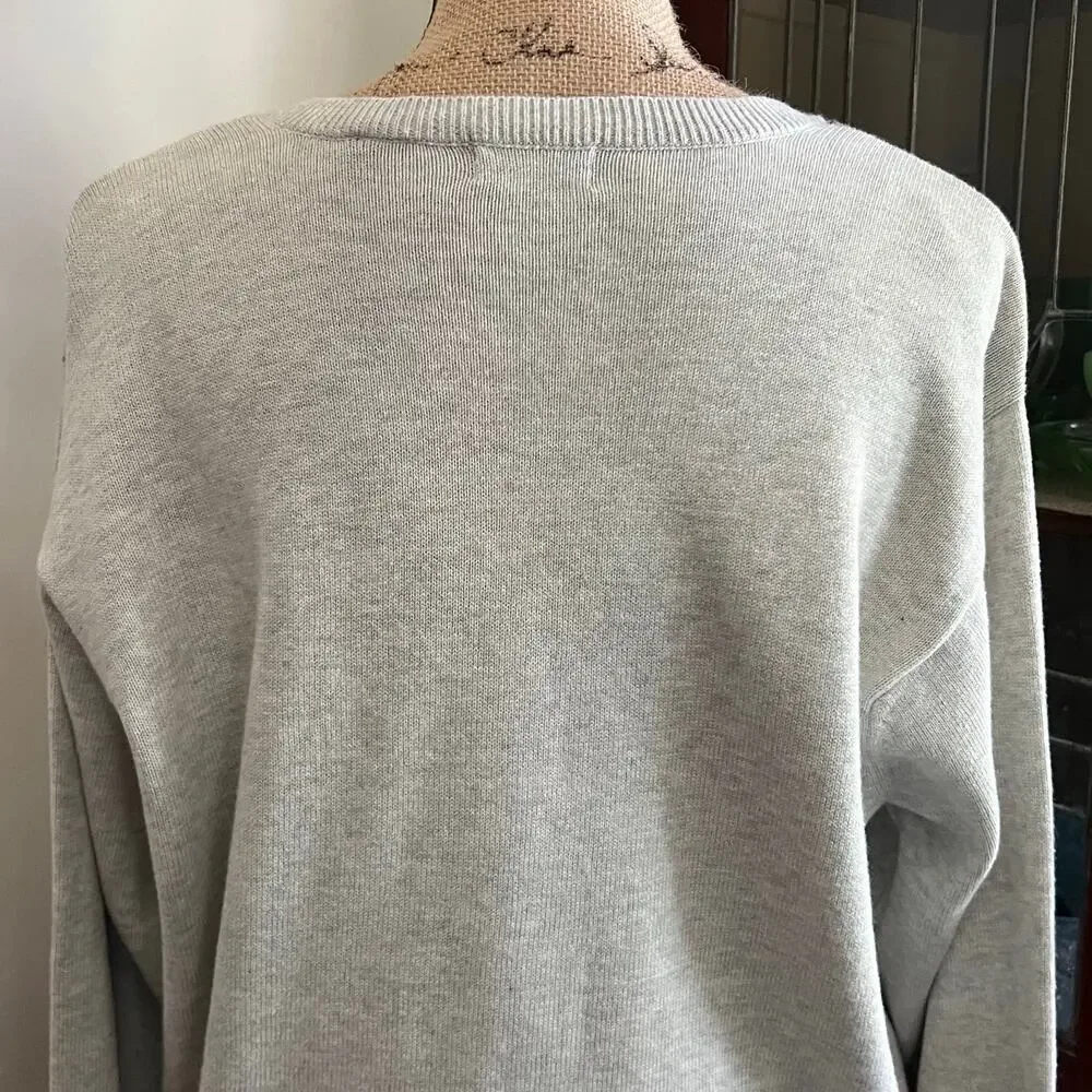Y2K Vintage IZOD Argyle Sweater Size M Men VNeck Gray Tan Cotton Academia Preppy